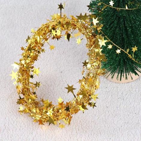 Ruban doré décoratif - Guirlande étoilée - 7,5 mètres - Pour Noël et mariage - Décoration (1/2)