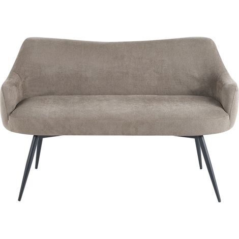 Kitchen Sofa Taupe Polyester Fabric Upholstery 2-Seater Metal Frame Black Legs Bench ARENDAL (1/5)