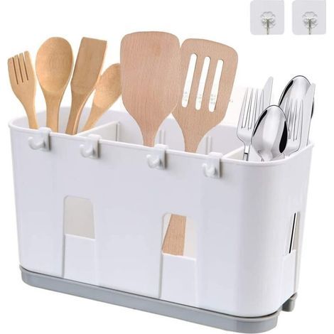 Escurridor de platos para utensilios de cocina, para cuchillos y tenedores, cucharas, cesta de secado para fregadero. (1/4)