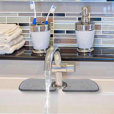 Tapis Absorbant Pour Robinet - Microfibre - 38 x 13 cm - Pour Évier Cuisine Salle De Bain - 2 Pièces (1/5)