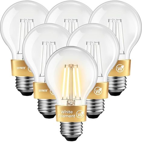 Ampoule LED E27, Filament Blanc,4W Équivalent 40W, LED Ampoule à Vis Edison, A60 Type Classique 470 Lumens 2700K Blanc Chaud, Ampoules Économie D'énergie, Dimmable (1/3)