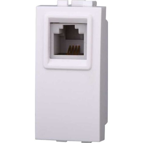 Prise connecteur téléphonique RJ11 compatible Bticino Livinglight couleur blanc