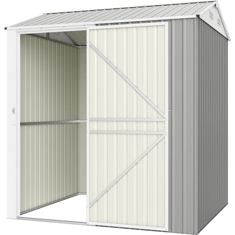 Outsunny Capanno da Giardino in Acciaio con Porta Bloccabile, 2x1.7x2.3m Argento