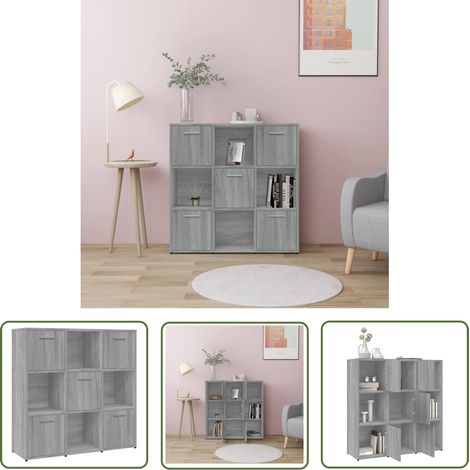 The Living Store Bibliothèque Sonoma gris 90x30x90 cm Bois d'ingénierie - Bibliothèque - Meuble De Rangement - Armoire À Livres - Étagère - Décoration Intérieure (1/5)