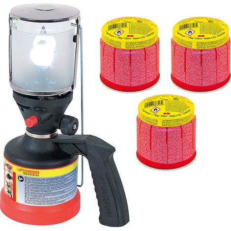 ROTHENBERGER Industrial Scout lampe de camping avec 3 cartouches C200 de 330 ml et système ILL - 1500004209