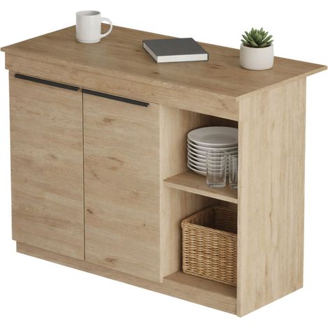 Isola da Cucina Corsico, Mobile Dispensa 2 Ripiani, 4 Vani, 2 Ante, 120x60x88h cm Marrone Rovere