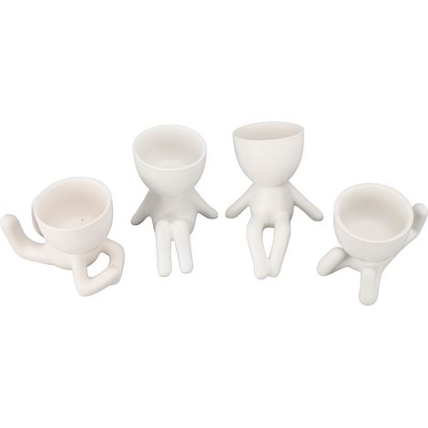 Pots à succulentes mignons, petits pots décoratifs et amusants pour la maison, le balcon, le jardin ou le bureau (lot de 4) (1/5)