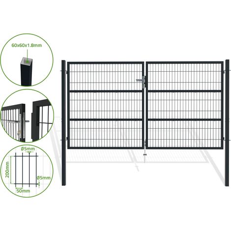 Portail battant grillagé RAZO 300x160cm GRIS (1/5)