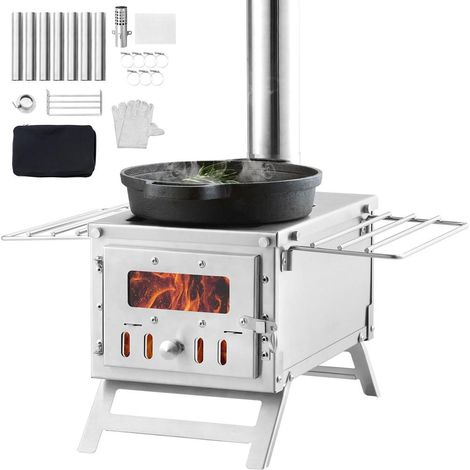 Pour Tente Chaude Poêle à Bois de Camping Cuisson et Chauffage en Plein Air en Acier Inoxydable Léger 5,3 kg (1/5)