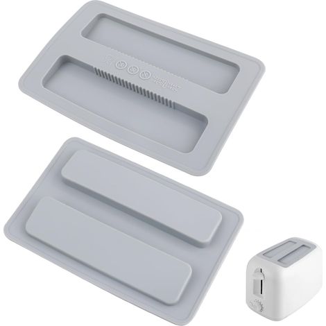 Lot de 2 couvercles réutilisables en silicone pour grille-pain à 2 tranches pour machine à pain et grille-pain à large fente pour cuisine, 15,8 x 10,5 cm (gris) (1/5)