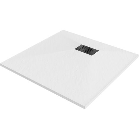 Mexen Hugo plato de ducha cuadrado SMC 70 x 70 cm, blanco, cubierta negra - 42107070-B (1/5)