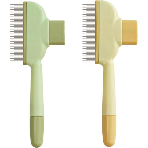 (Jaune + Vert) Peigne à Poils pour Chats et Chiens, Peigne Autonettoyant pour Animaux de Compagnie avec Bouton Realease, Brosse D'épilation pour Animaux de Compagnie pour le Toilettage