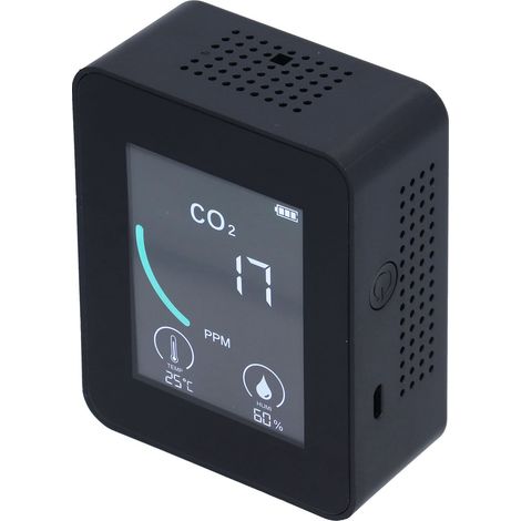 Détecteur CO2 LCD 2 en 1 thermomètre hygromètre numérique avec alarme, portable, surveillance en temps réel pour domicile et bureau, noir (1/5)