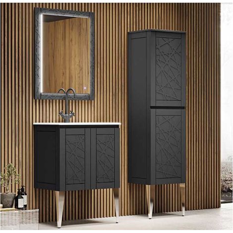 Mobile Bagno America120 cm SospesoBianco Opaco Base 4 ante - Lavabo in Ceramica (1/5)