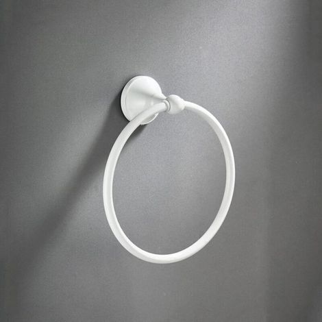 [NIEMALS VERWENDET] Weißer Handtuchring, wandmontiertes Badezimmeraccessoire aus Messing, Stoffring, weißer Lack