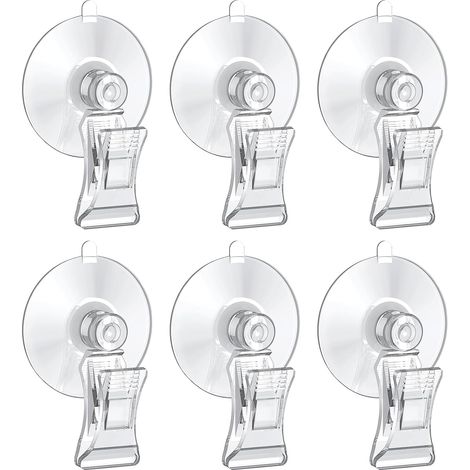 Lot de 6 ventouses d'aquarium avec clips - En plastique transparent - Outil d'alimentation pour poissons - Feuilles de plantes - Algues - Support d'alimentation pour légumes - Accessoire (1/5)