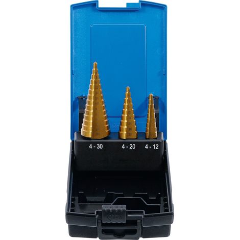 SET 3 FRESE A GRADINI PER METALLO HSS TITANIO PROFESSIONALE CUSTODIA BGS 1624 (1/8)