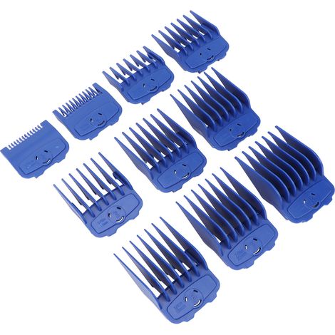 10 Tondeuses Guides de Coupe Bleus Peignes Professionnels pour Cheveux, Accessoires de Coiffure pour Barbier, Lot de 10 Peignes de Rasoir (1/5)