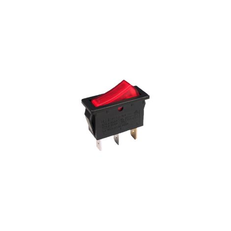 Bouton à bascule rouge lumineux 250V 11x30mm, unipolaire 1NO, ON/OFF 90326