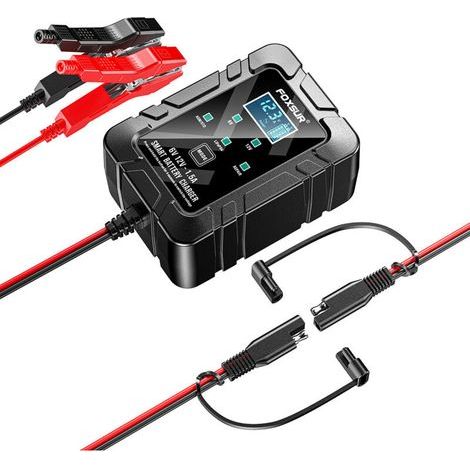 Chargeur de Batterie de Voiture 1.5 A, 6 V et 12 V Intelligent entièrement Automatique Chargeur de Batterie mainteneur Chargeur d'entretien pour Voiture Camion Moto Bateau Batteries au Plomb-Acide (1/5)