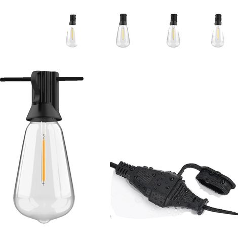 Guirlandes lumineuses d'extérieur, ampoules incassables, illumination blanche chaude, 50FT 15M 25LED, Prise EU-a (1/2)