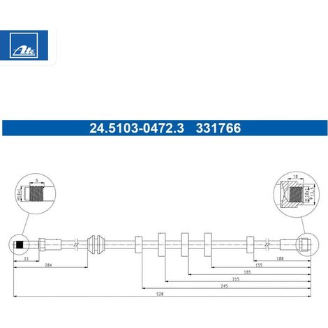 Flexible de frein ATE 24.5103-0472.3 AUDI 8K0 611 707 A 8K0 611 707 B