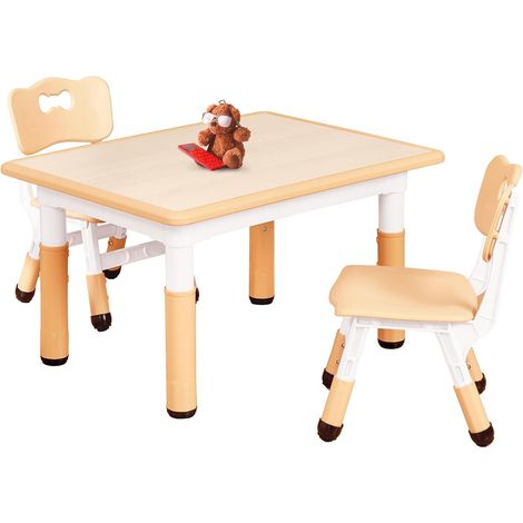 Table pour Enfant avec 2 Chaises, Table et Chaise Réglable en Hauteur pour Les 3 à 8 Ans pour la Maison, Dessin Facile à Nettoyer (3 Pièces)-Rectangle (1/5)