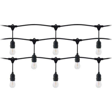 Guirnalda de luces Orno de 15 m con 15 luminarias y 15 bombillas LED de 1W E27 3000K IP44