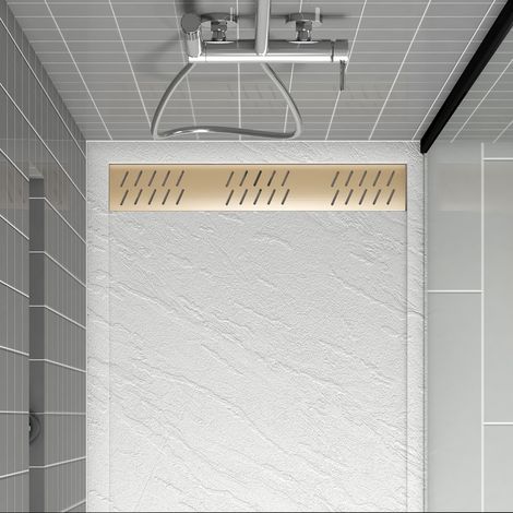 Griglia in alluminio lineare finitura Oro spazzolato per piatti doccia - 79.5x11x0.2cm - GRID LINE GOLD (1/5)