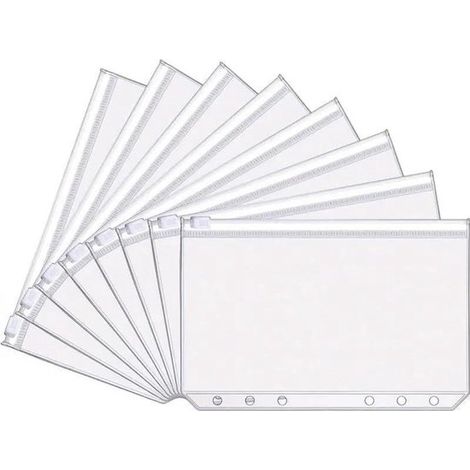 Juego de 10 fundas con cremallera tamaño A6 para organizar documentos, cuadernos y fotos carpetas de plástico con 6 agujeros, también prácticas para guardar dinero en efectivo.