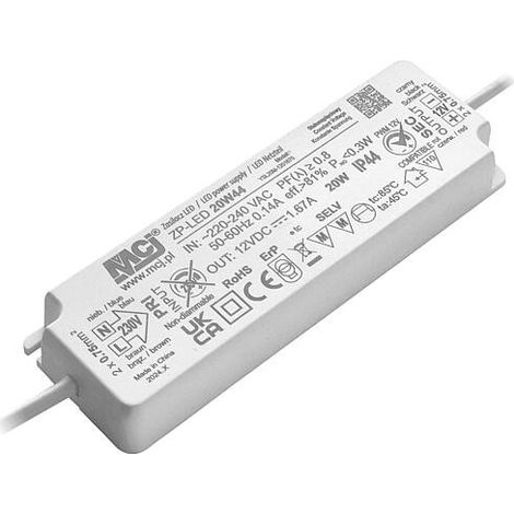 Transformateur pour sources lumineuses 12V DC, 20Watt, IP44 (1/3)