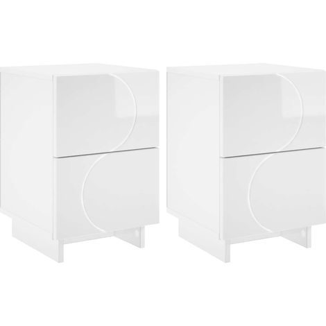 Bedside Cabinet 2 pcs High Gloss White 33.5 x 34.5 x 50 cm vidaXL (1/5)