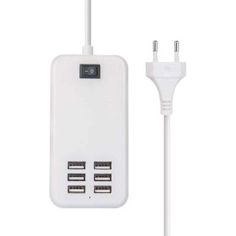 Hub USB Alimenté 6 Ports en Aluminium avec Adaptateur Secteur 5V/2A, Distributeur Multi-Prises pour PC Portable et Bureau (1/4)