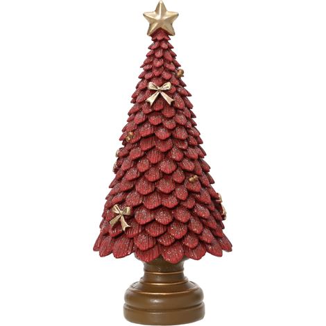 Rotes glitterndes Weihnachtsbaum-Dekor aus Resin H23 cm (1/2)