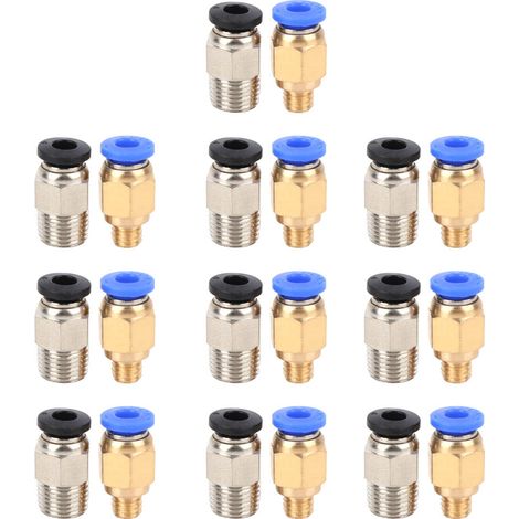 Raccord Pneumatique Droit - PC4-M6 et PC4-M10 - Pour Imprimantes 3D Bowden - 20 Pièces