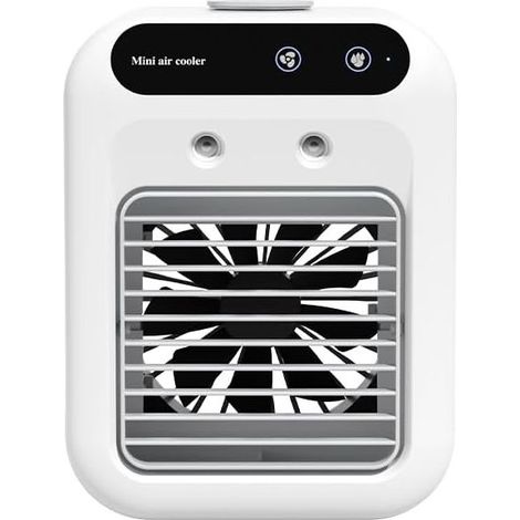 Kleine, wiederaufladbare, tragbare Klimaanlage, 2 Geschwindigkeitsstufen, 2 Vernebelungsmodi, 1800-mAh-Akku, mit Eiswürfelbehälter – KZQ (1/5)