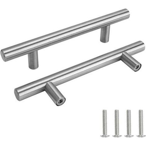 Poignée de meuble 2 poignées de porte en acier inoxydable avec poignées de meuble vissées (argent, entraxe des trous : 192 mm) (1/5)