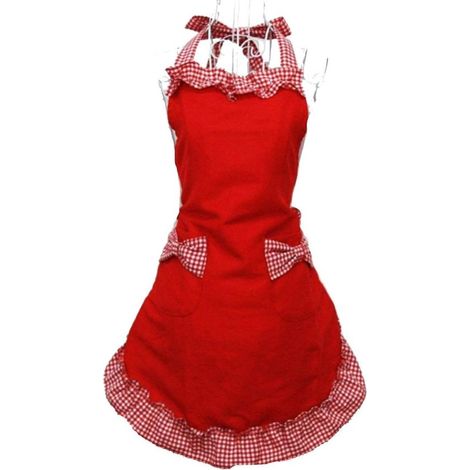 Delantal de cocina，Delantal de catering，Delantales vintage coquetos para mujeres y niñas con bolsillos como regalo del Día de la Madre (rojo) (1/5)
