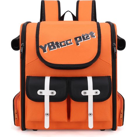 Sac à dos pour chat et petit chien, sac de transport grande capacité Oxford respirant, sac à dos multi‑usages, bandoulière + poignée, fixation pour valise à roulettes 39×33×25 cm (1/4)