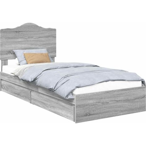 Maison Exclusive - Lit de Rangement Gris Sonoma 100 x 200 cm Bois d'ingénierie