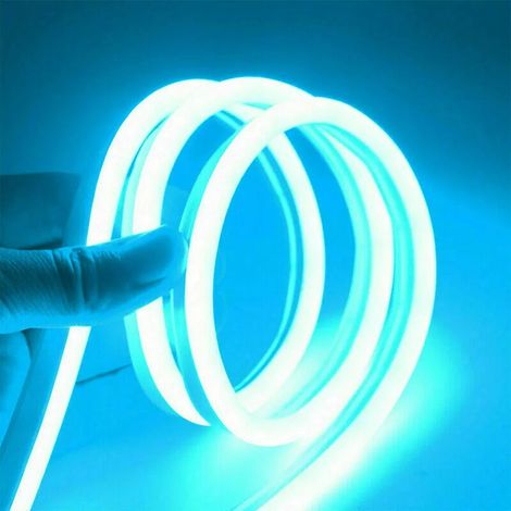 Striscia LED Neon Flex 5m IP65, Flessibile, Impermeabile, 12V, 600 LEDs Celeste