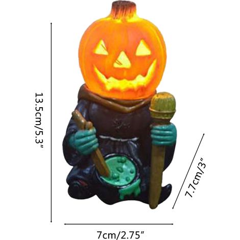 Décoration Halloween Citrouille Chevalier en Résine Lampe Lumineuse Jardin Lanterne Veilleuse de Table pour Chambre Enfant Porche (1/3)