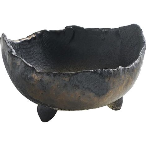 Small Japanese Rustic Bonsai Pot, Handmade Crescent Shape Size 12cm, Made in Japan, Flower Pot, Indoor Plant Vase - Black and Brown (1/5)