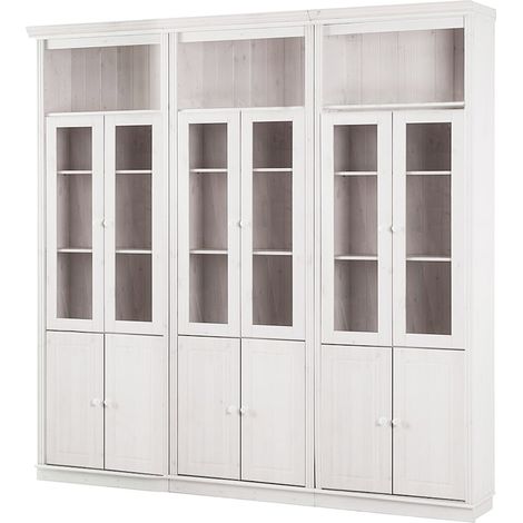 AnitaBibliothèque avec rangement en pin laqué blanc (1/5)