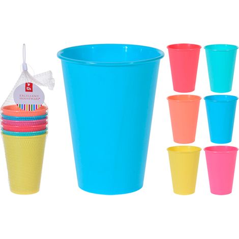 VASOS PLASTICO 400 ML COLORES 6 PIEZAS LOTE 6
