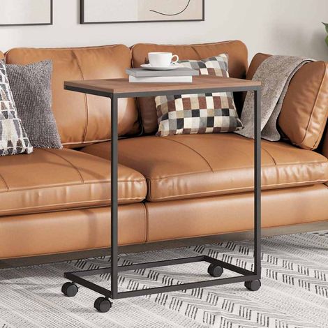 vidaXL Mesa auxiliar con ruedas madera de ingeniería negra 55x35x70 cm (1/5)