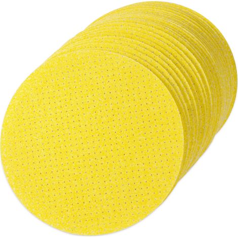 25 Pièces 225mm Disque Abrasif Grain 40 Pastilles Abrasives Papier de Verre Perforés Disques Abrasifs Pour Ponceuse Gypsière/Girafe de Ponçage/Ponceuse de Plafond (1/5)