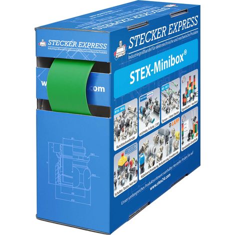 STEX24 Schrumpfschlauch 2:1, Minibox mit 2,8m, grün 25,4/12,7mm, 1 Zoll, WSB2 Schrumpftemperatur mind. 70°C, vollständig bei mind. 100°C - 1 Stück (1/2)