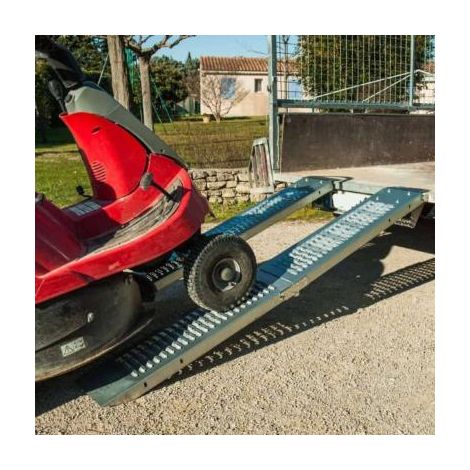 Ribimex – Lot de 2 rampes de chargement pliables 160x25cm – Capacité 200kg par rampe – Acier galvanisé – Protection roll-over incluse (1/2)