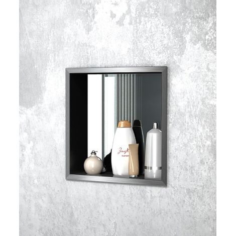 Niche à encastrer ouverte avec panneau arrière miroir niche: 100 mm